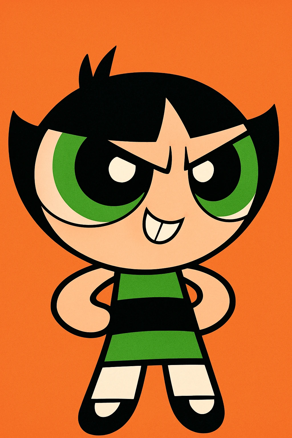 Powerpuff Girls character with a mischievous emotion, cartoon style, vibrant colors emoji