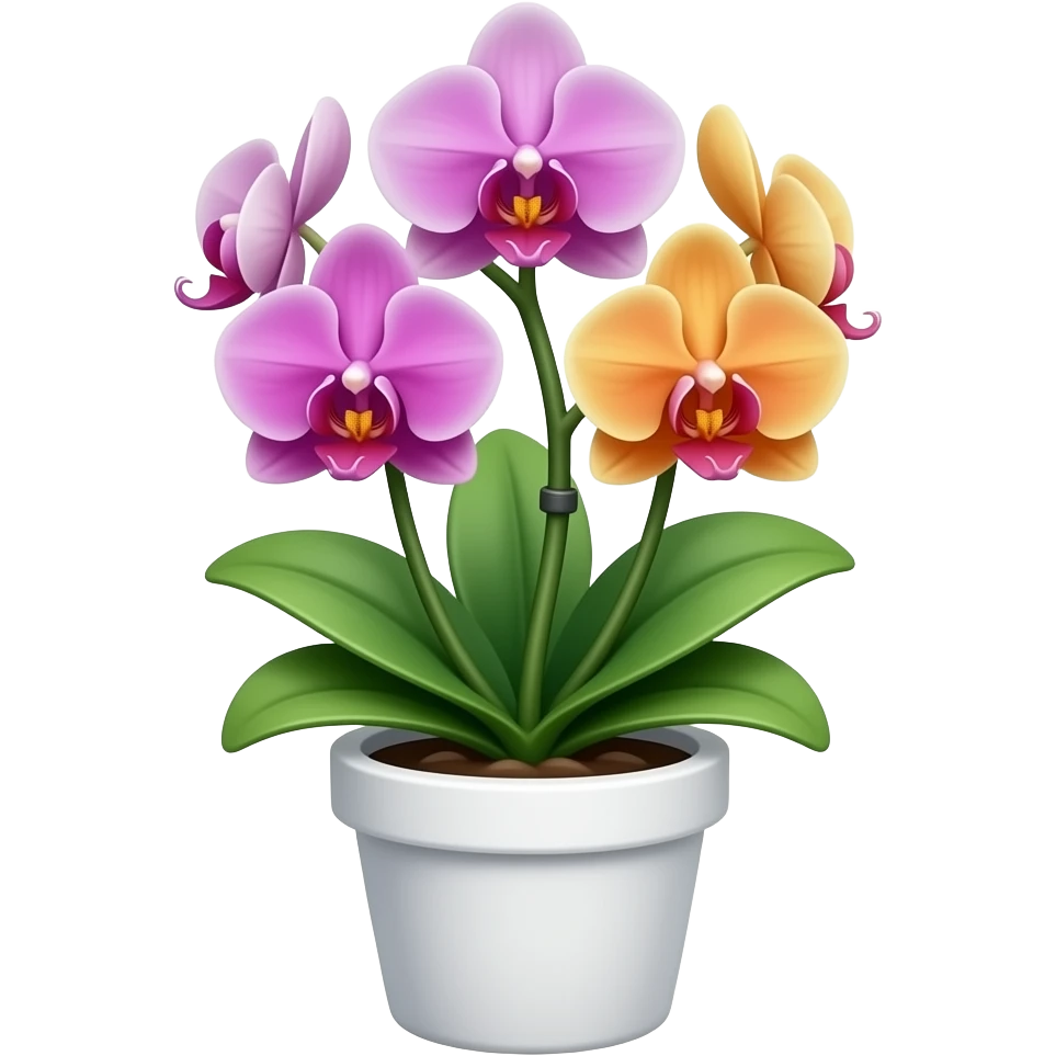 Multicolor Orchid in a white pot emoji