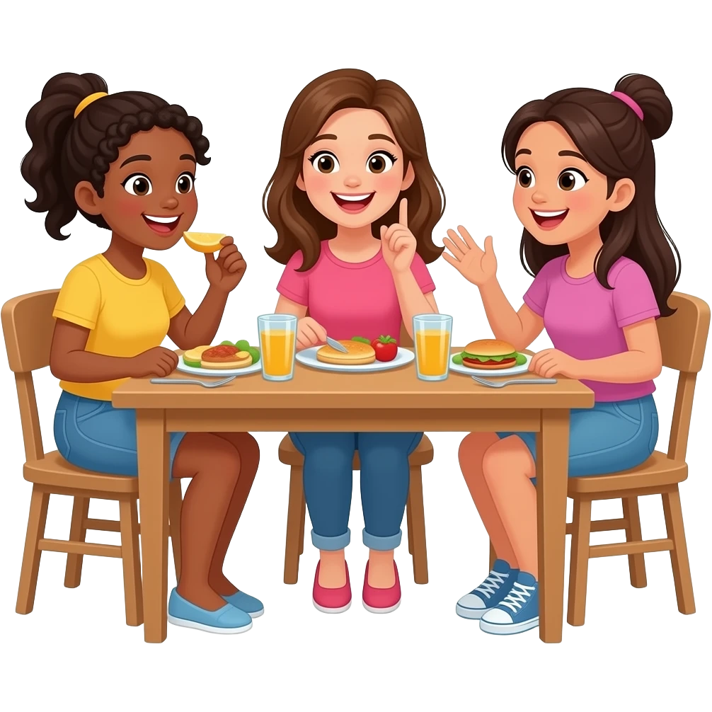 Brunch with the girls with different ethnicities emoji