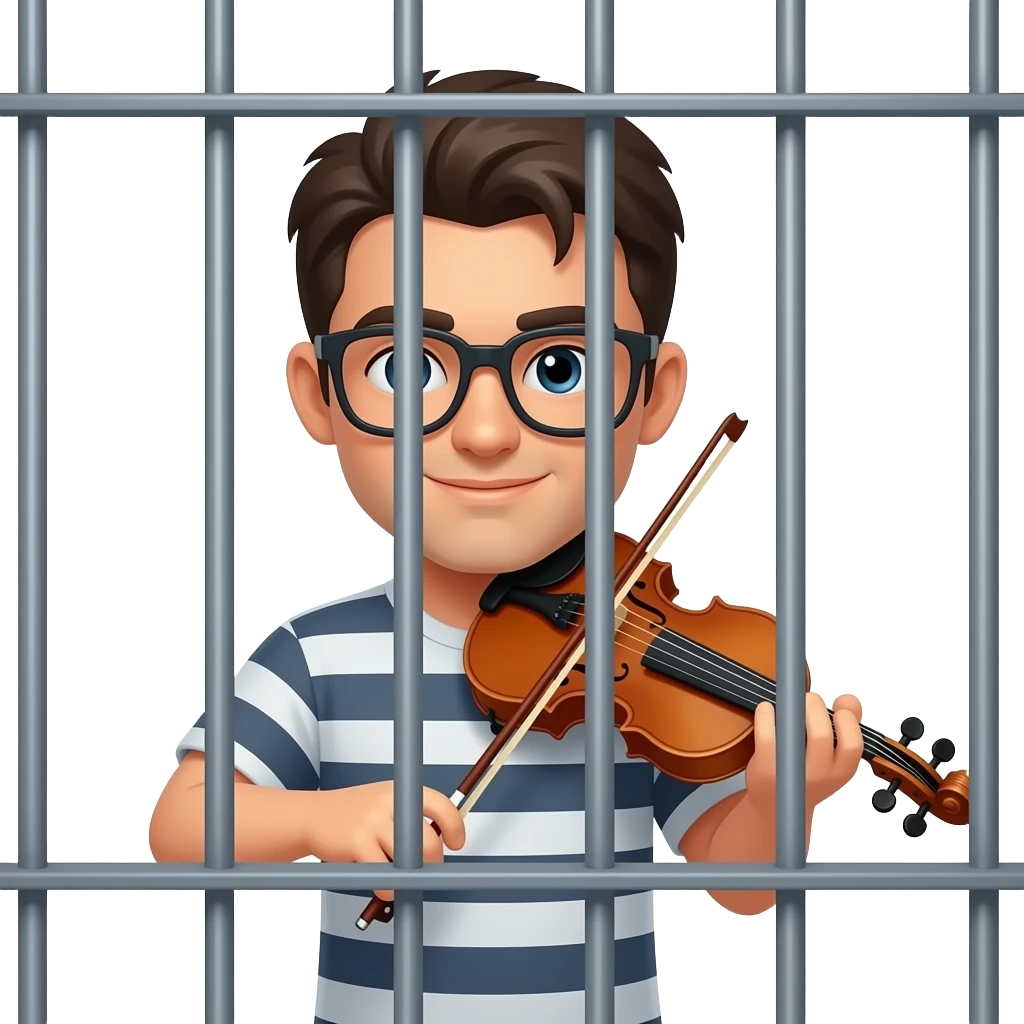 musician (violinist) in jail cell emoji