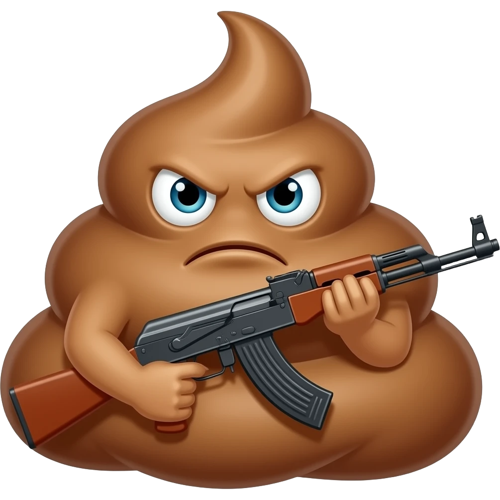 Elinde ak-47 tutan kızgın dışkı olsun emoji