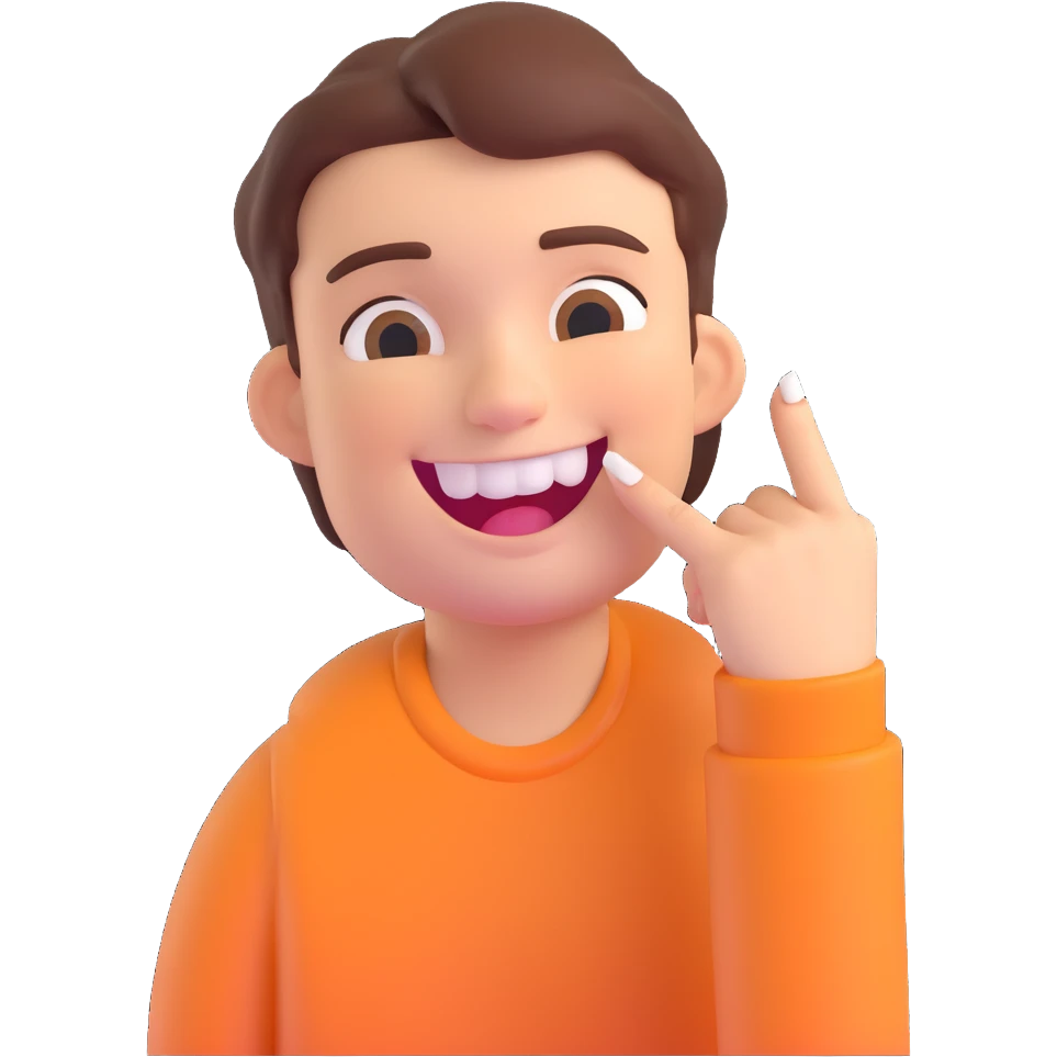 character biting their nail with a smile, expressive and clear emoji