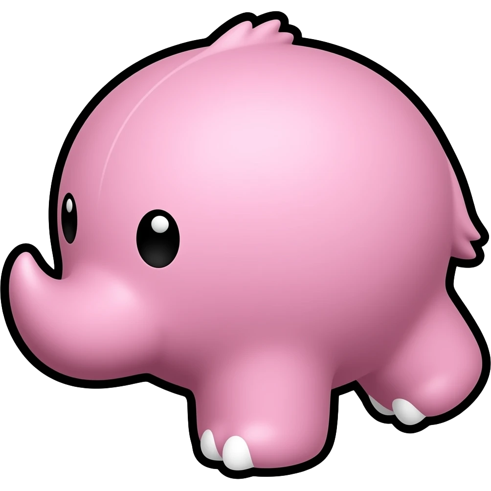 thick black outline, pink toy emoji, thick black outline, simple cartoon emoji