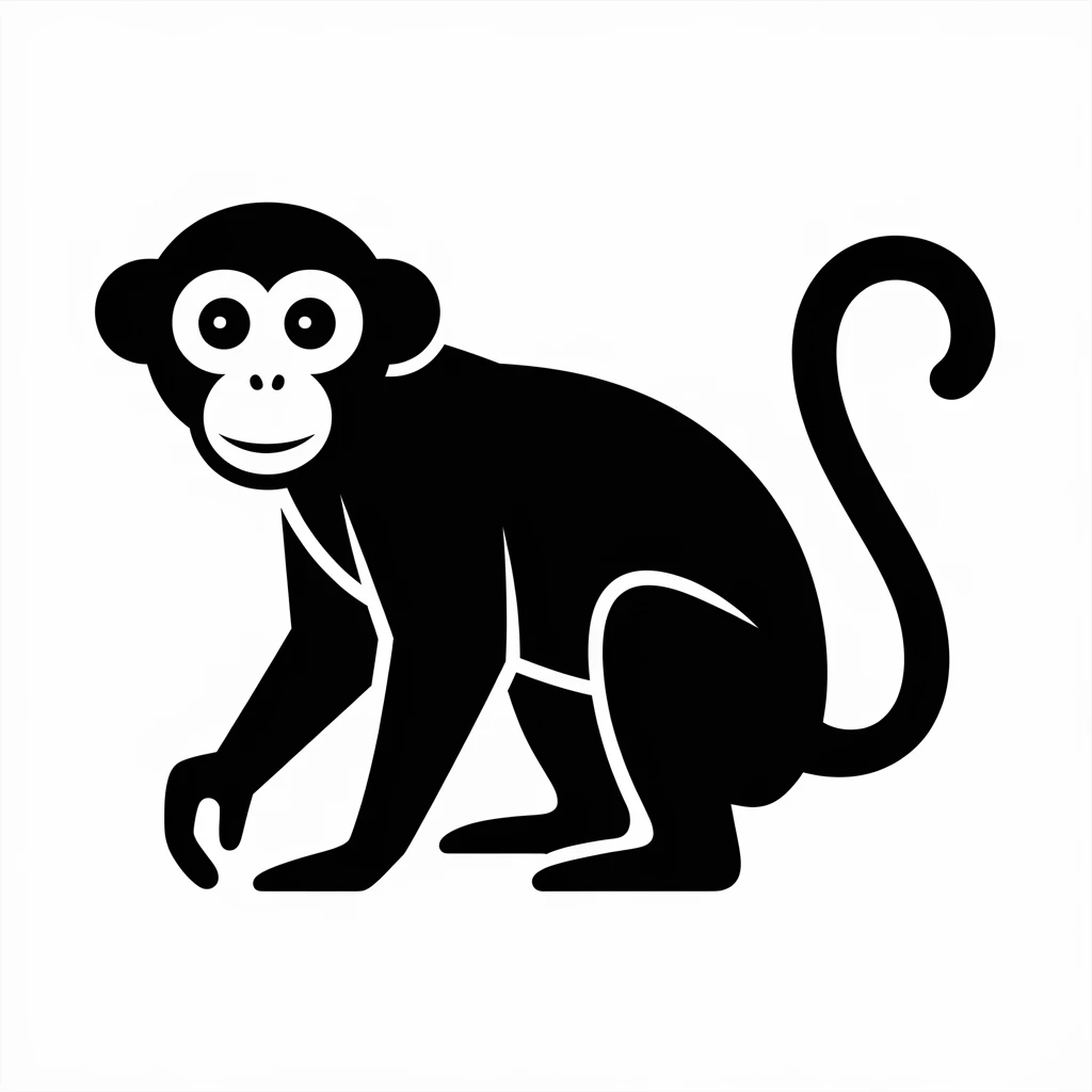 Monkey icon black silhouette emoji