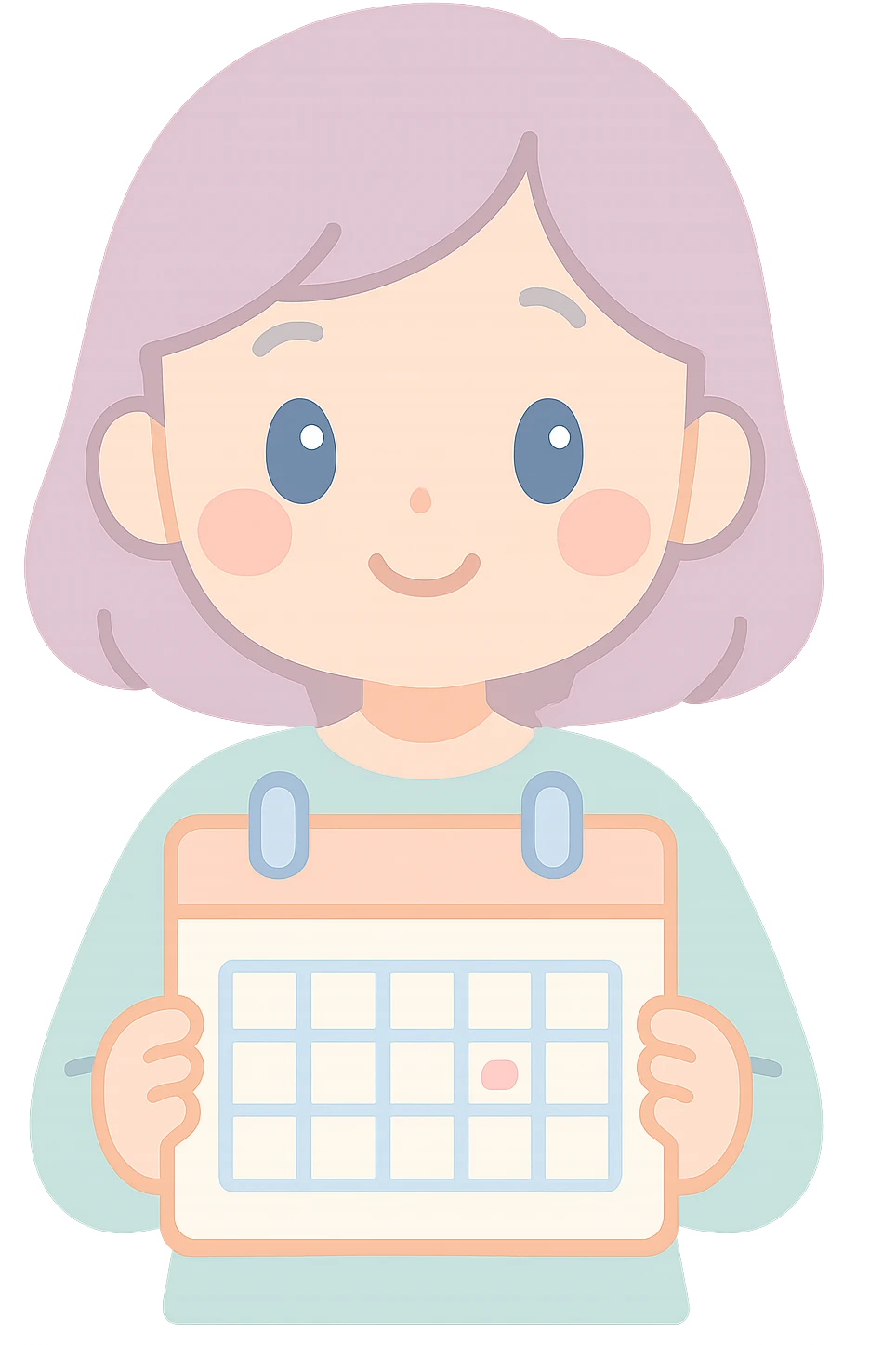 woman holding a calendar, bright and cute style, no background emoji