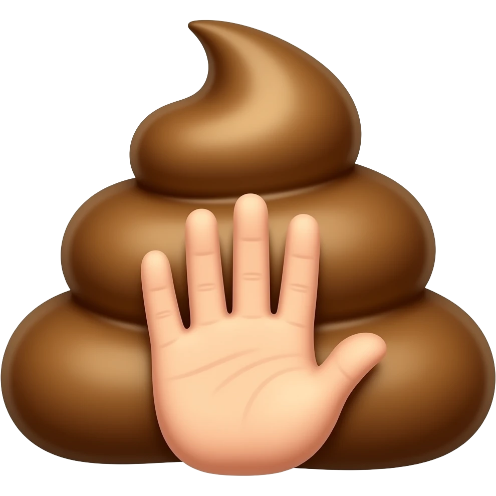 Un gros caca qui nous montre sa paume de main emoji