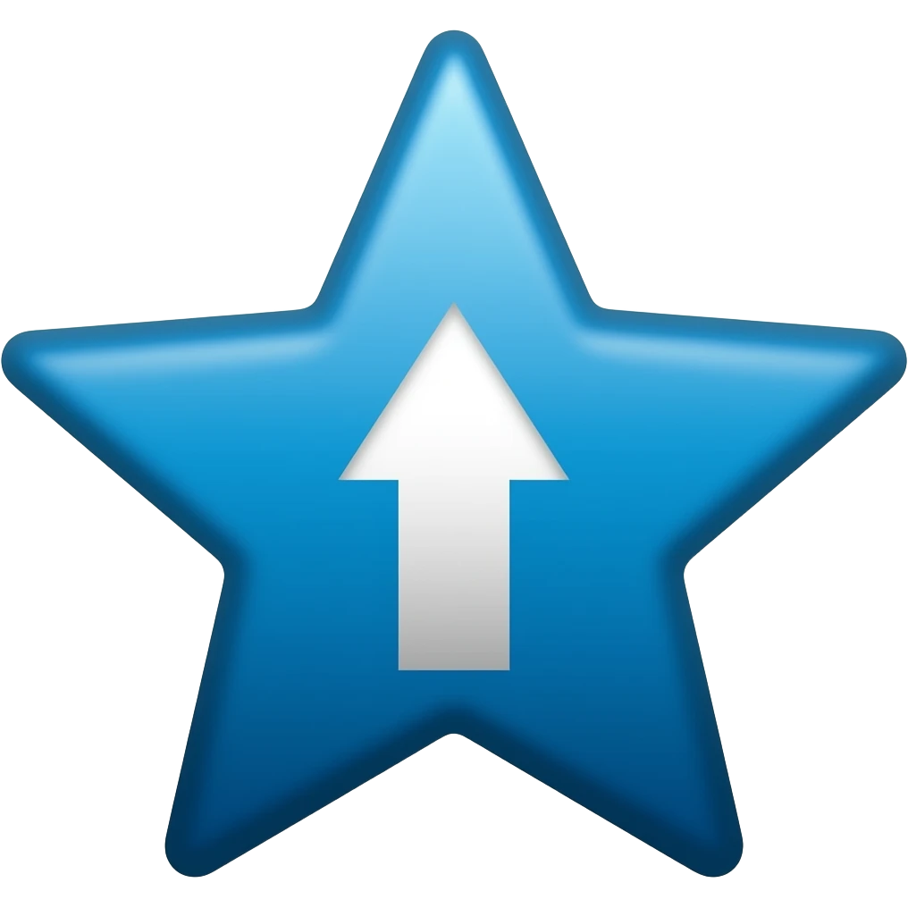 Asme una estrella azul y gorda con una flecha correcto qué este en el centro de la estrella y que sea blanca qué este correta una flecha correta emoji