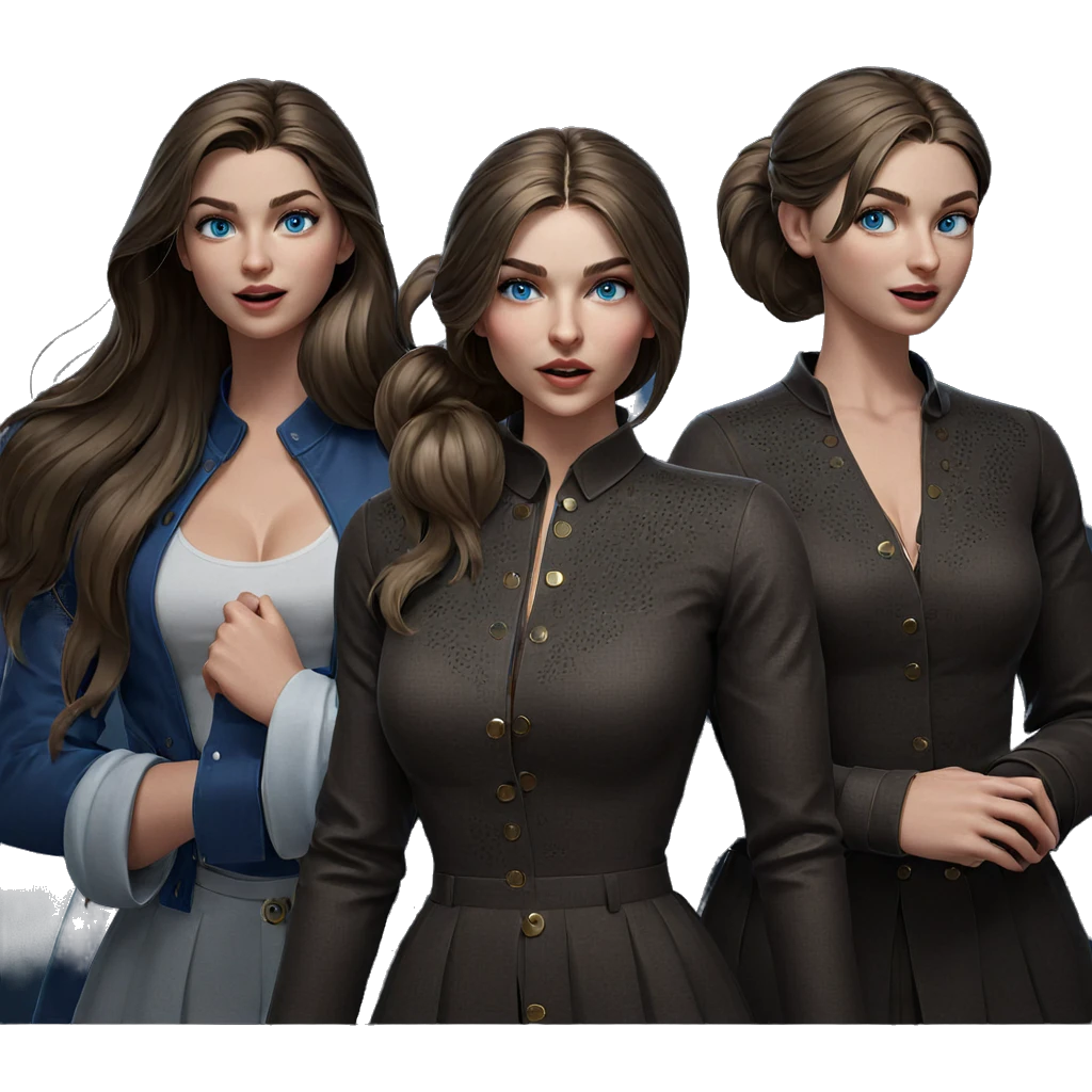 three girls with blue eyes emoji