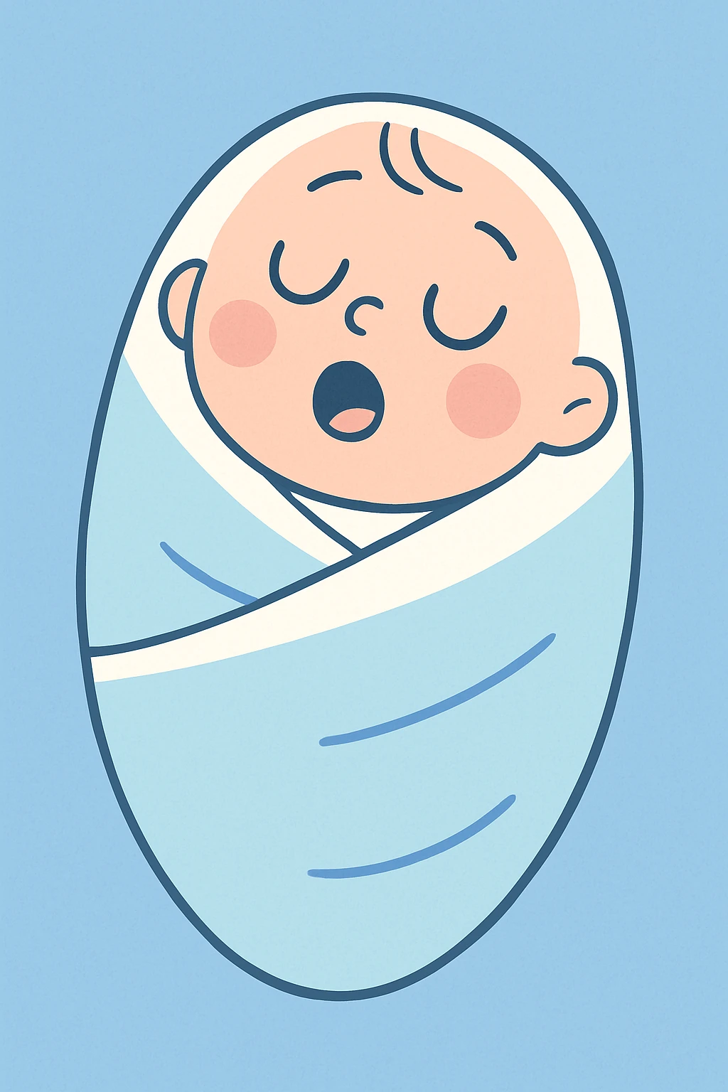 a swaddled baby sleeping, minimal style, soft blue and white palette emoji