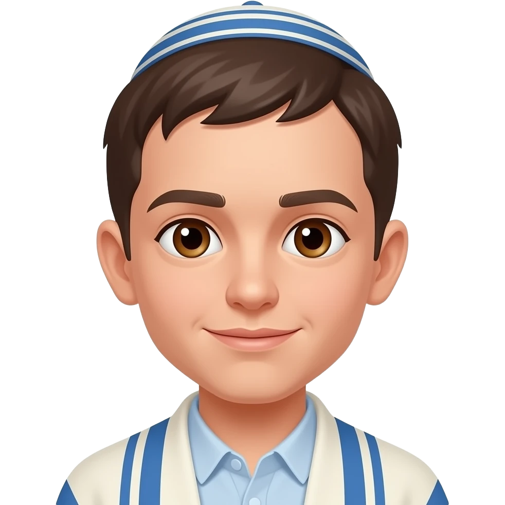 Payot style hair Jewish boy with yamaka brown eyes emoji