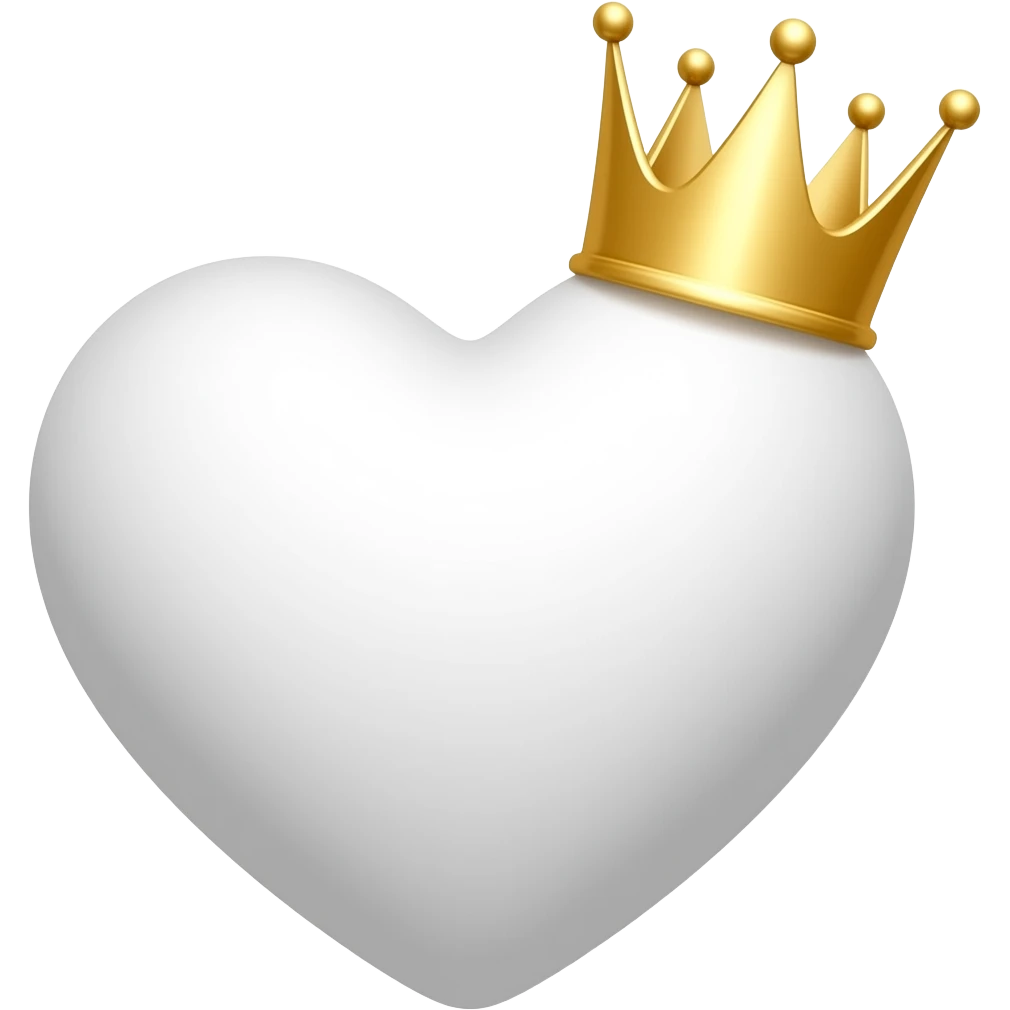 Corazón blanco con corona que brille emoji