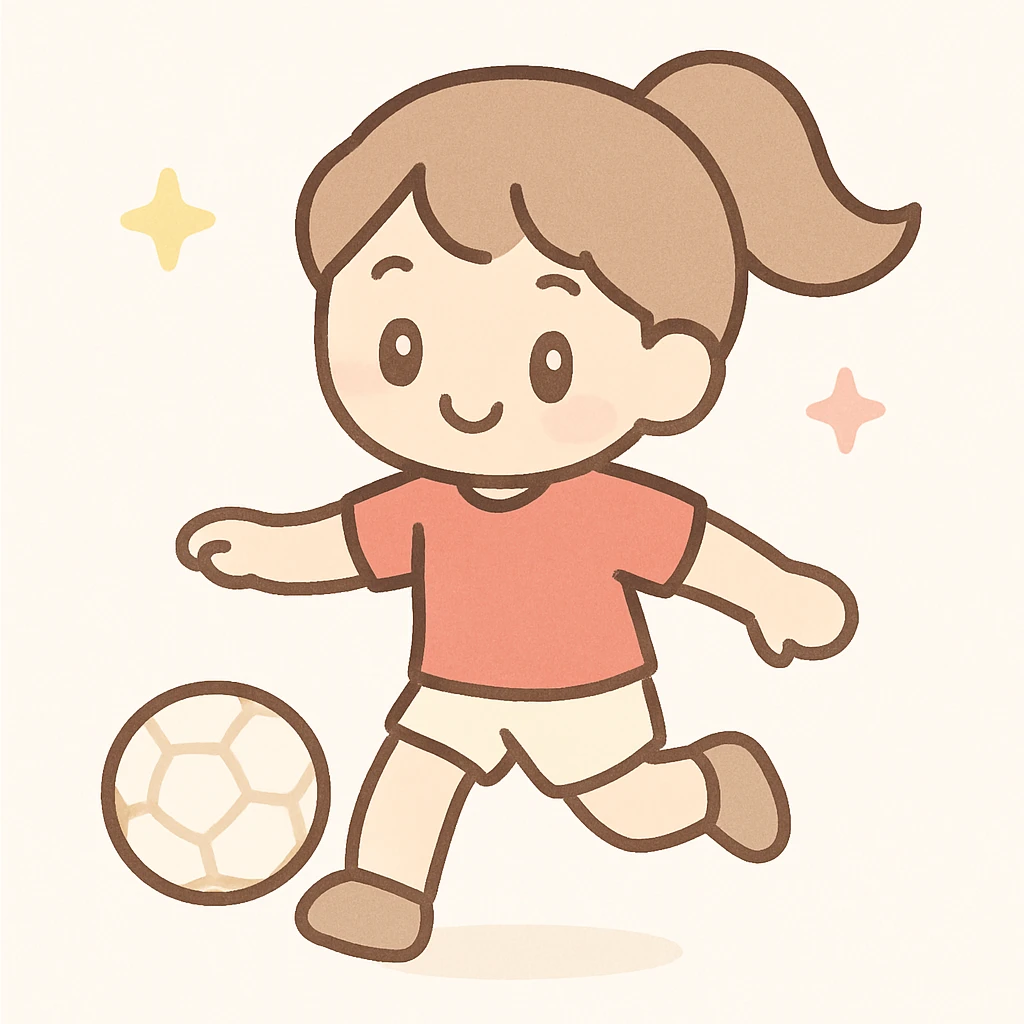woman playing soccer, wearing a red shirt, energetic pose, clear soccer ball, dynamic action emoji