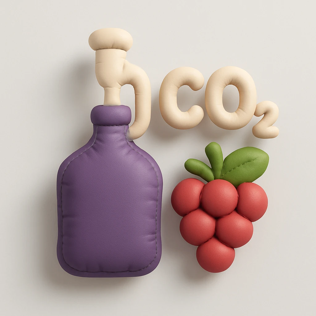icon representing alcohol fermentation in wine making process, cushion style emoji