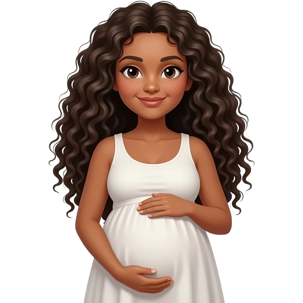 long curly hair and pregnant emoji