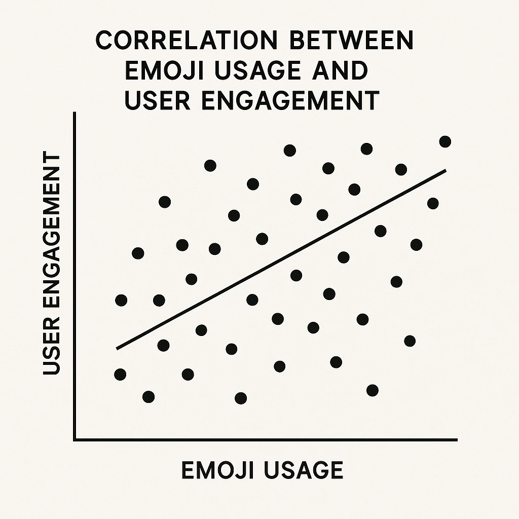 A scatter plot representing the correlation between emoji usage and user engagement. emoji