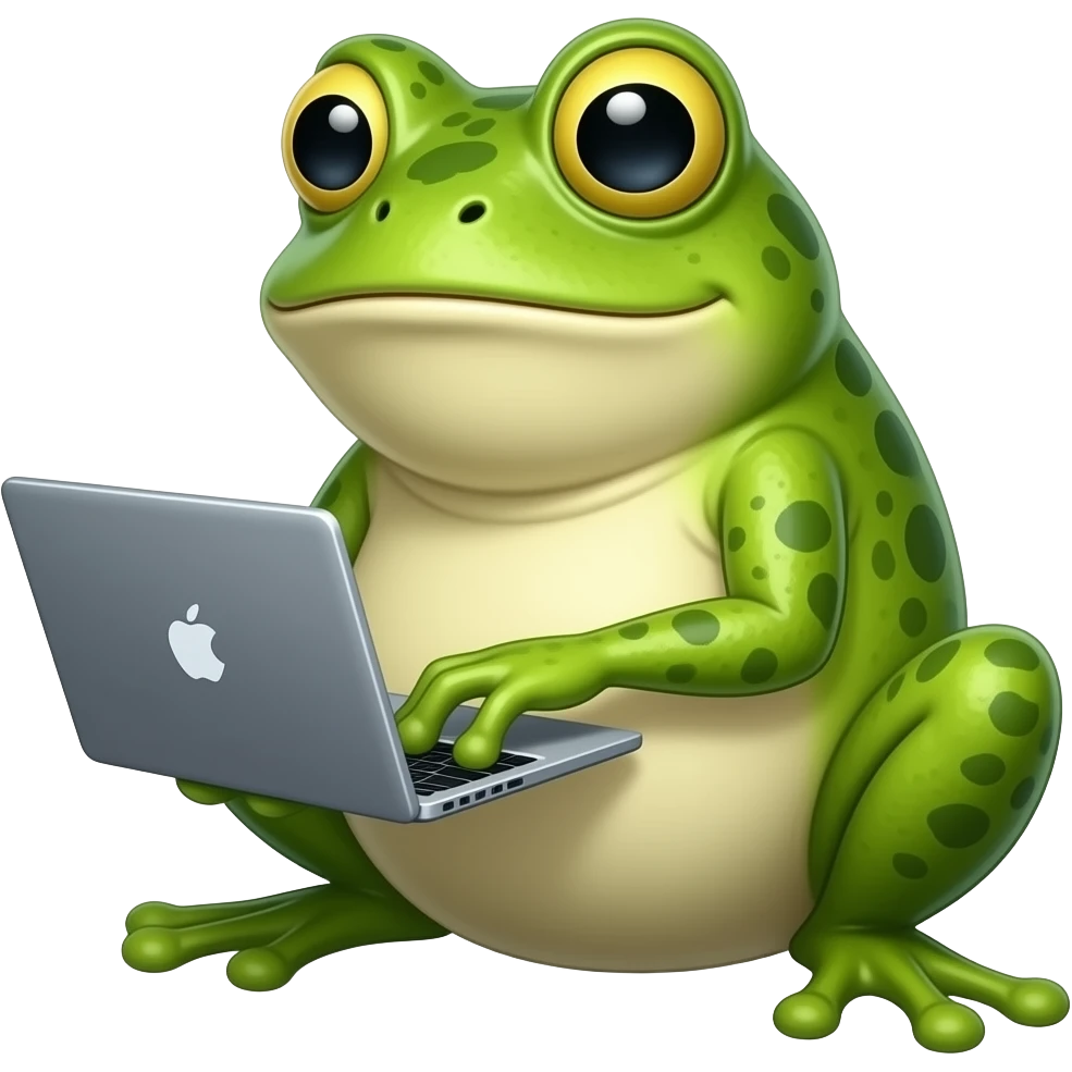bufo meme frog working on laptop emoji