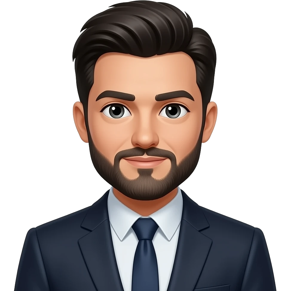 BLACK HAIR MAN IN SUIT BEARD, ADD DARK HAIR emoji