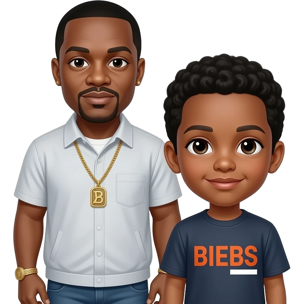 P Diddy with boy with Biebs shirt emoji