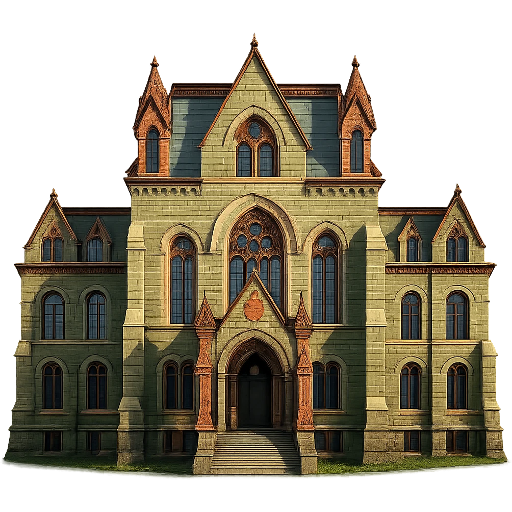 cinematic, realistic emoji of College Hall at the University of Pennsylvania, straight-on perspective, featuring its iconic Victorian Gothic architecture, lifelike detail, bright regal lighting as on a sunny day, accurate building colors emoji