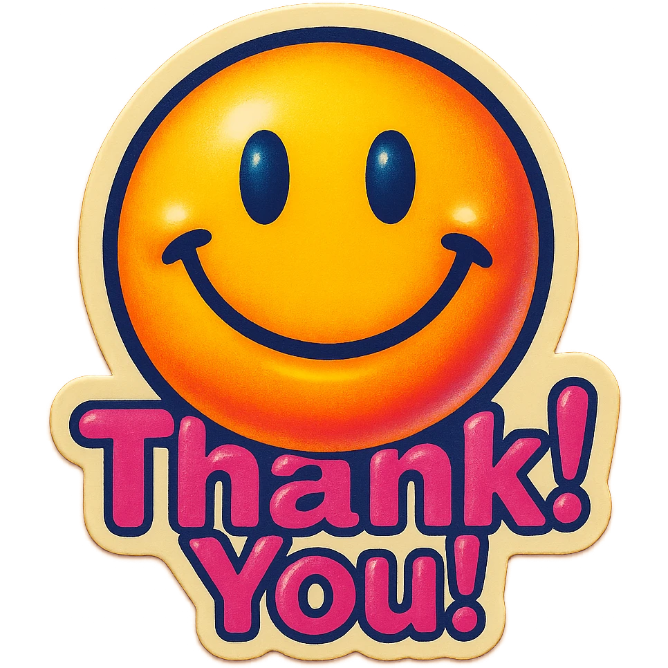 excited smile with mouth closed 
add the words W You! in pink emoji