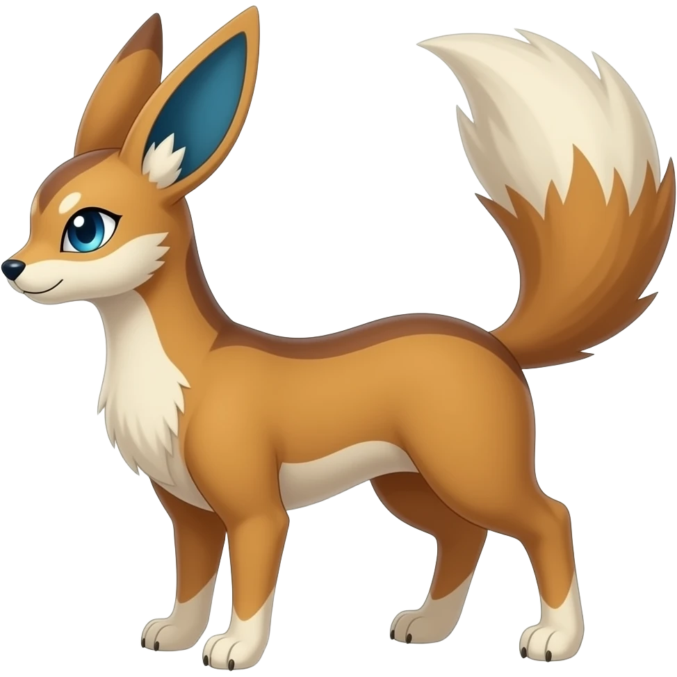 Sylveon-Leafeon-Umbreon-Furret-Buneary-Jackalope-fusion-hybrid-animal-creature with tufted ears, tufted tail emoji