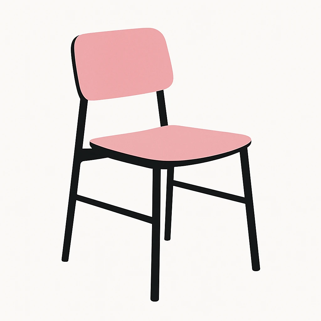 minimal pink and black chair on white background, no text emoji
