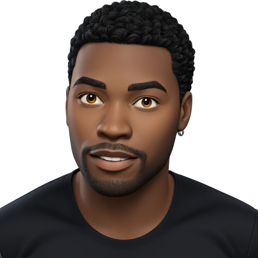 dark-skinned man in black shirt emoji