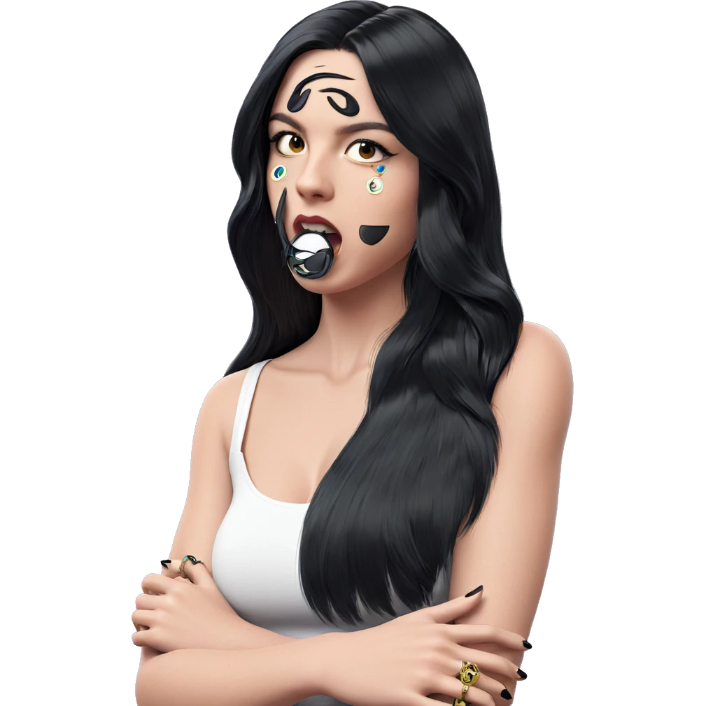 girl with black hair jewelry emoji
