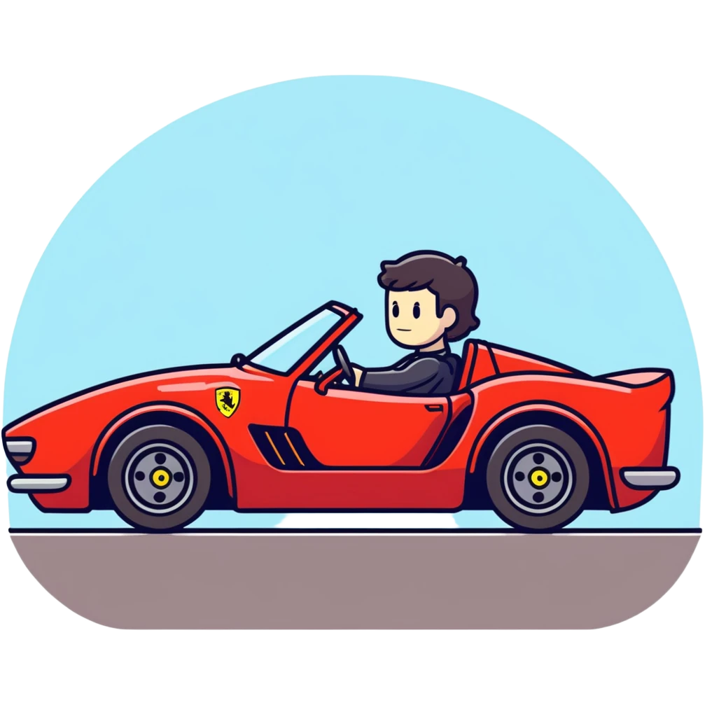 Kelly in a red Ferrari emoji