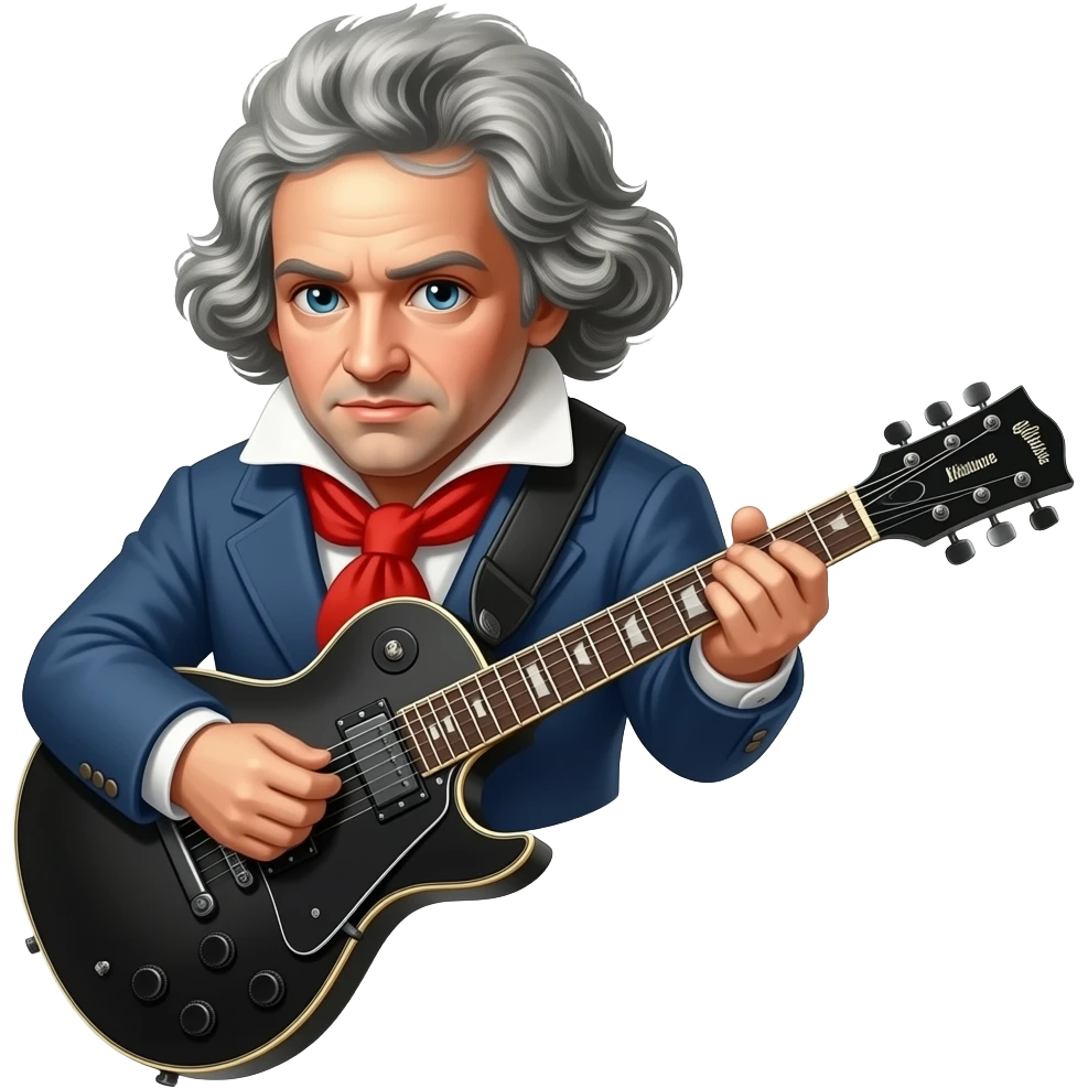 Beethoven with black metal electric guitar emoji