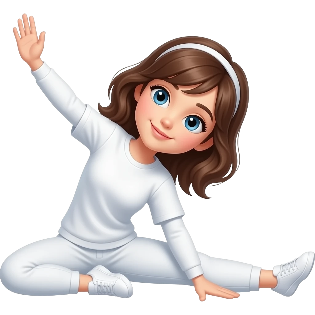 Stretching girl white color and brown hair emoji