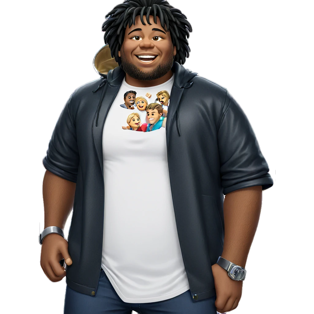 smiling male with open jacket emoji