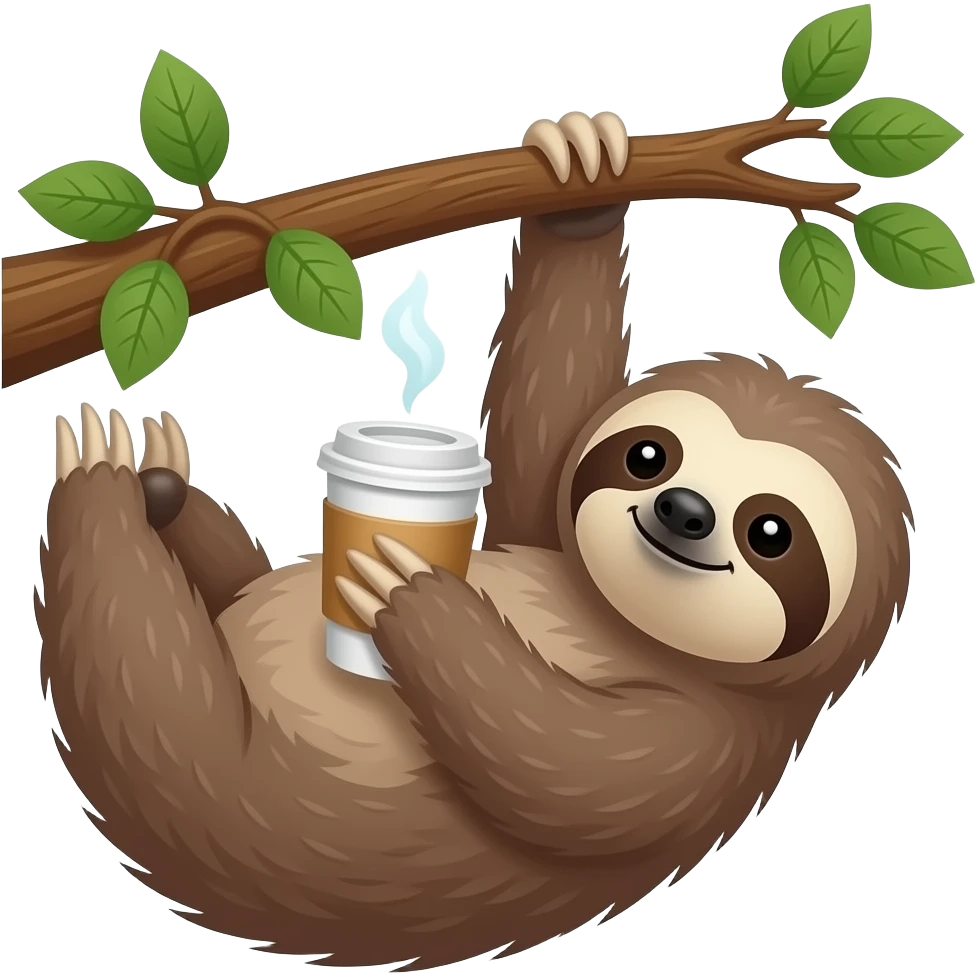 sloth tree morning coffee paper cup hanging emoji