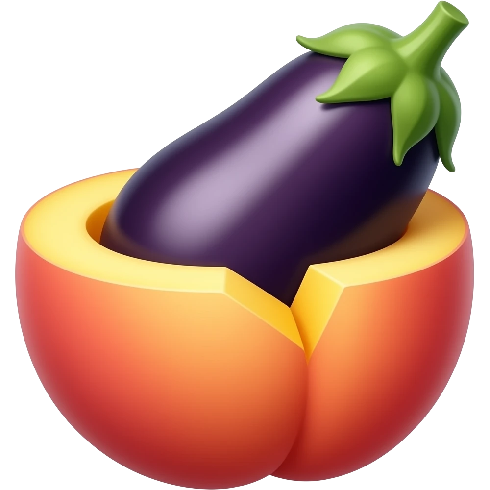 make the tip of the eggplant touch the crack of the peach emoji