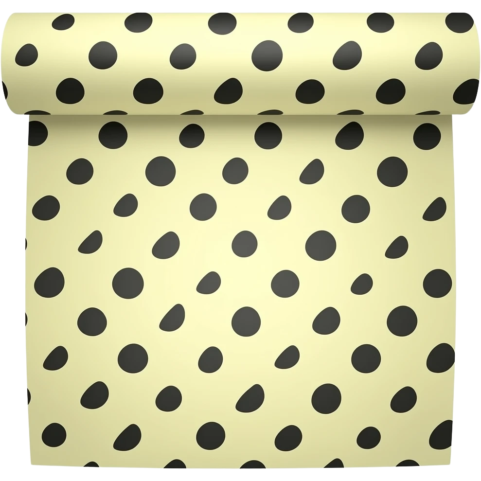 Present in pale yellow black spotted wrapping emoji