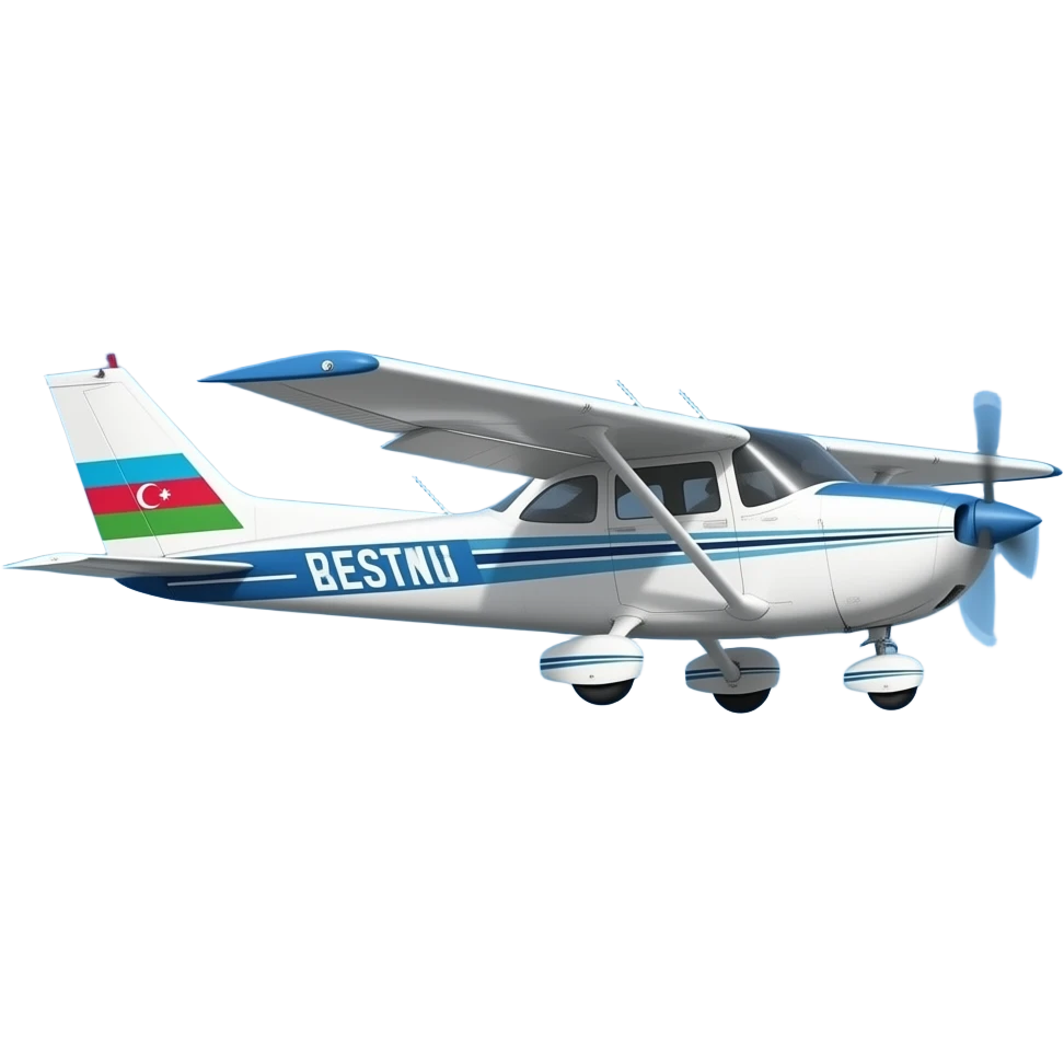 "A Cessna plane flying with the azerbaijan flag. Realistic plane emoji
