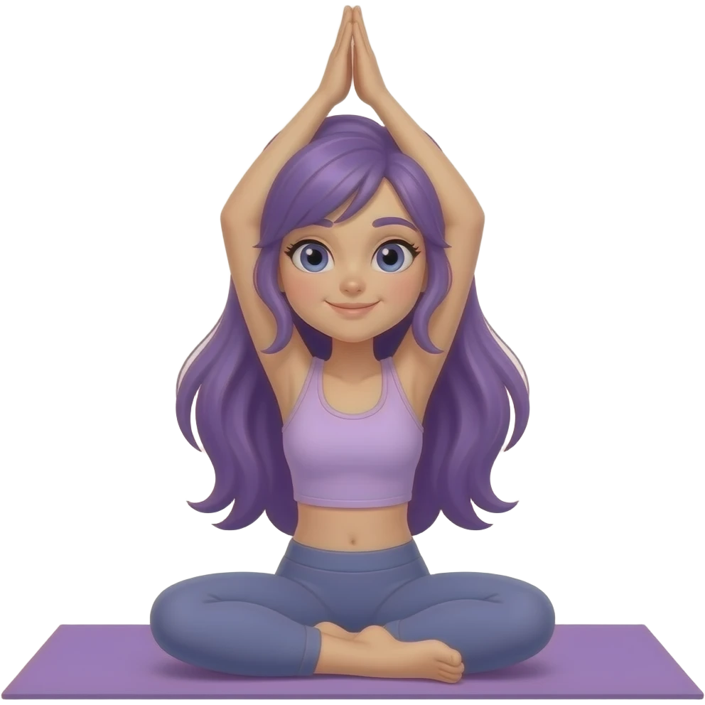 GIRL WITH LONG PURPLE HAIR DOING YOGA emoji