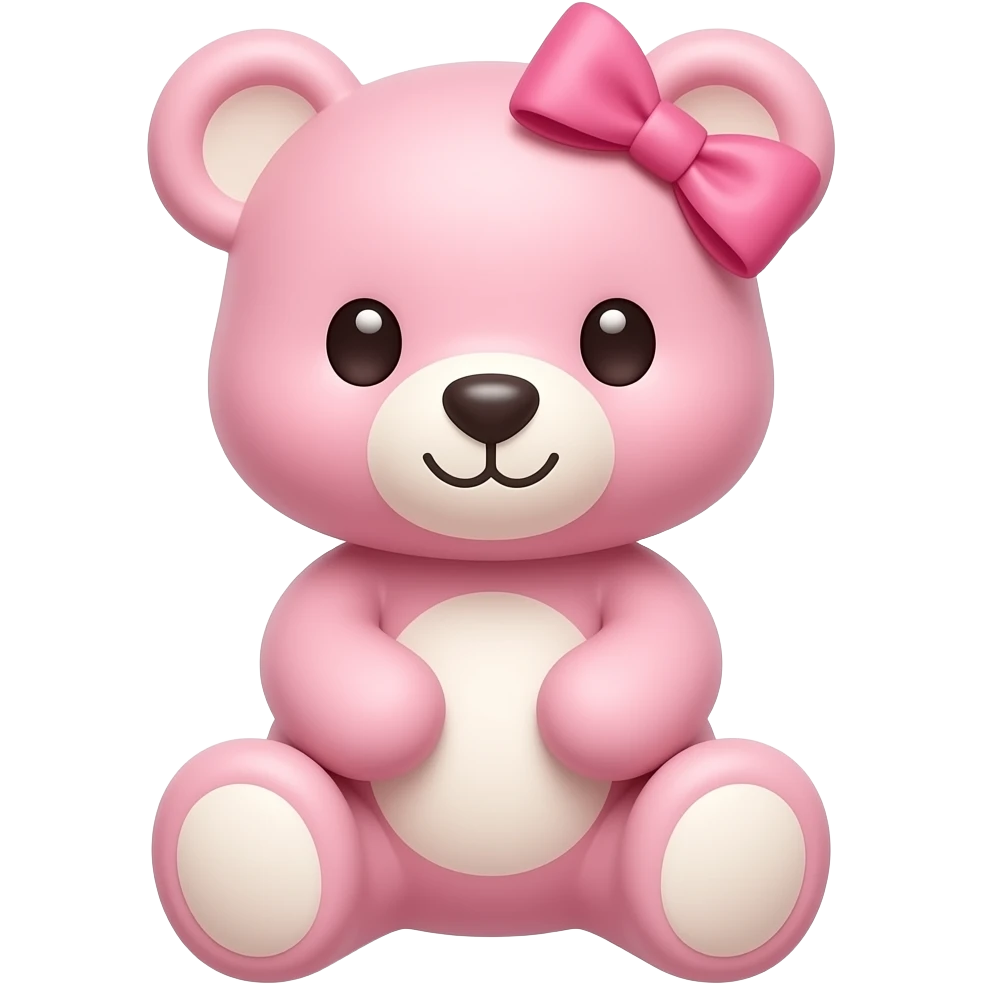 Cute adorable little pink teddy bear with a pink bow on the side of its head emoji