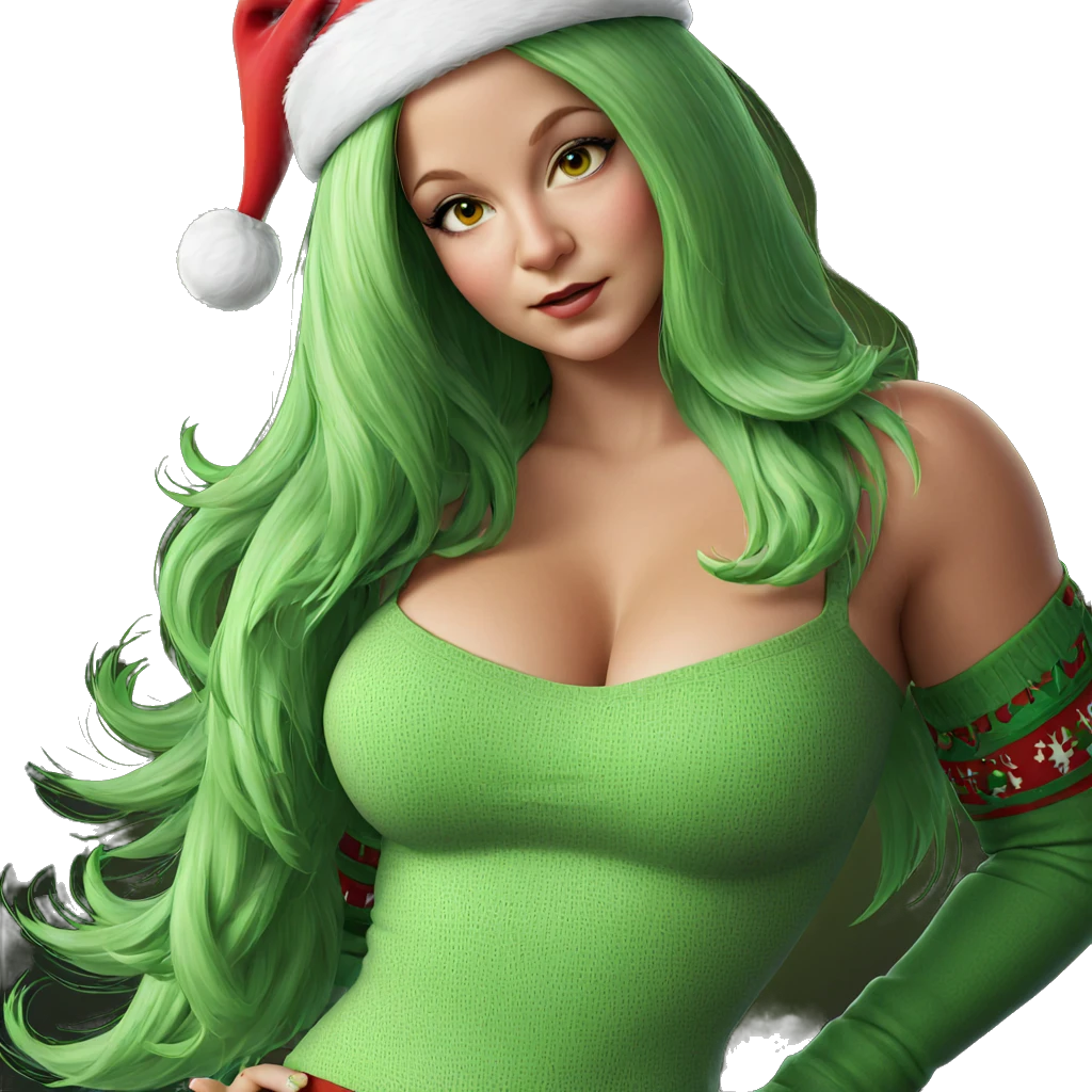 santa girl with green hair emoji