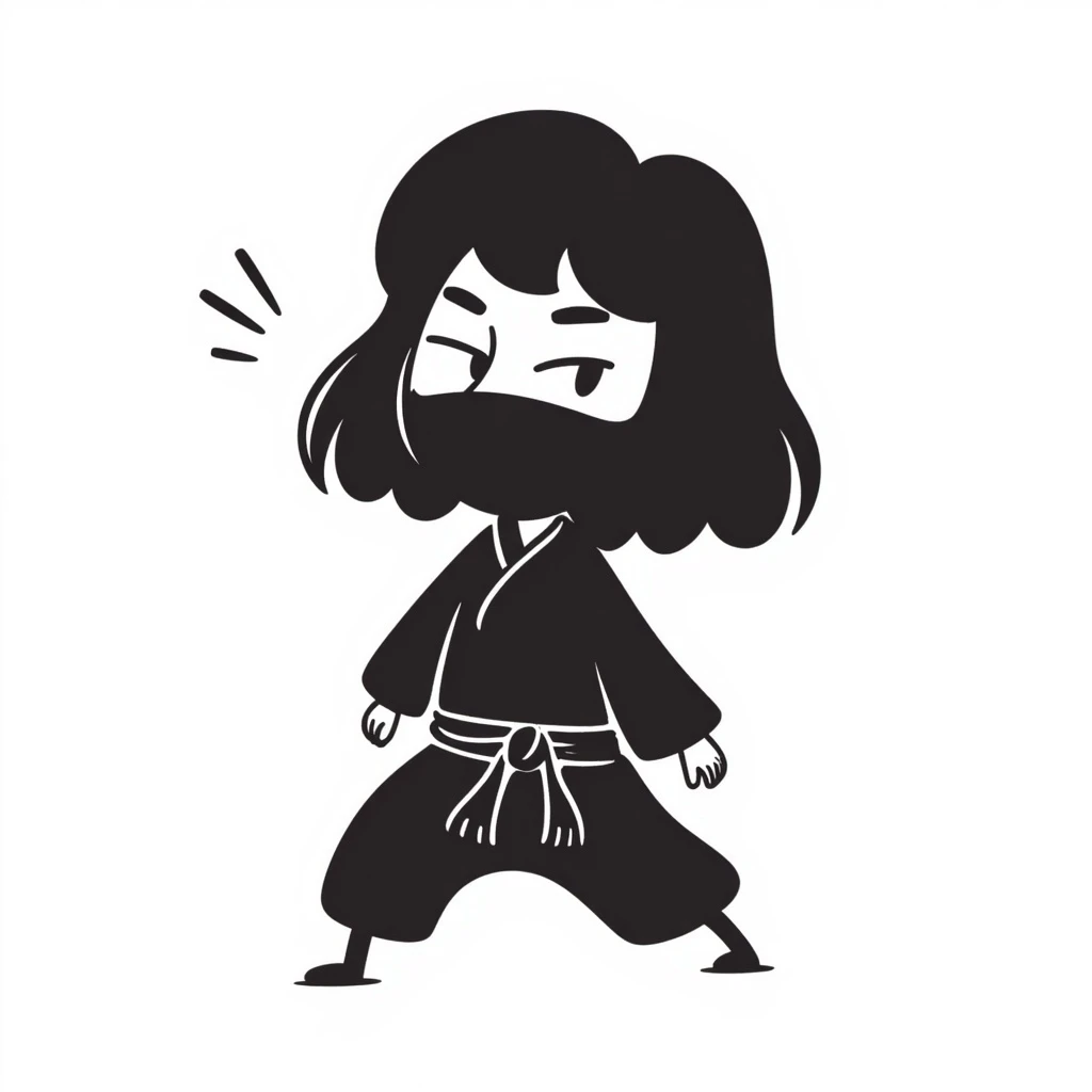 ninja in a hand drawn doodle style, playful expression emoji
