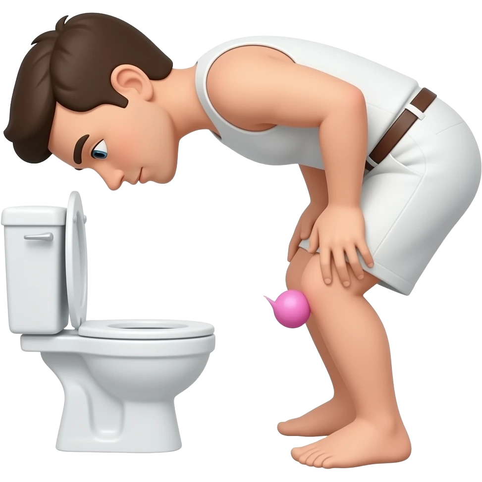 Erstelle ein Bild von einem Mann der vor einer Toilette steht und im stehen pinkelt emoji