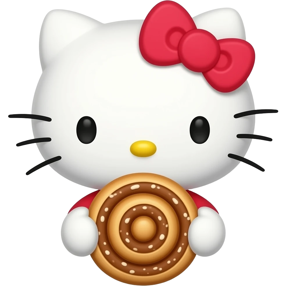 Hello kitty with a cinnamon roll emoji