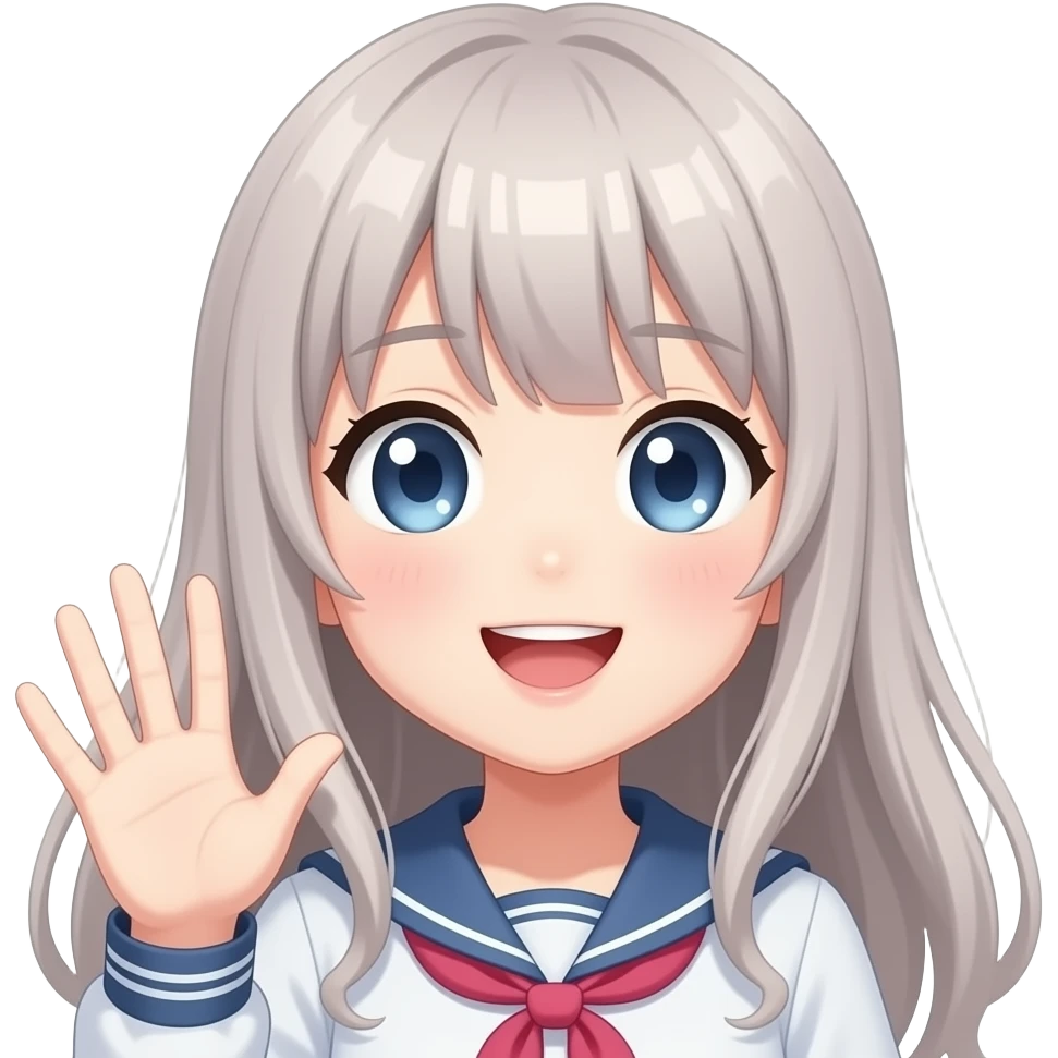 Anime character saying hello emoji