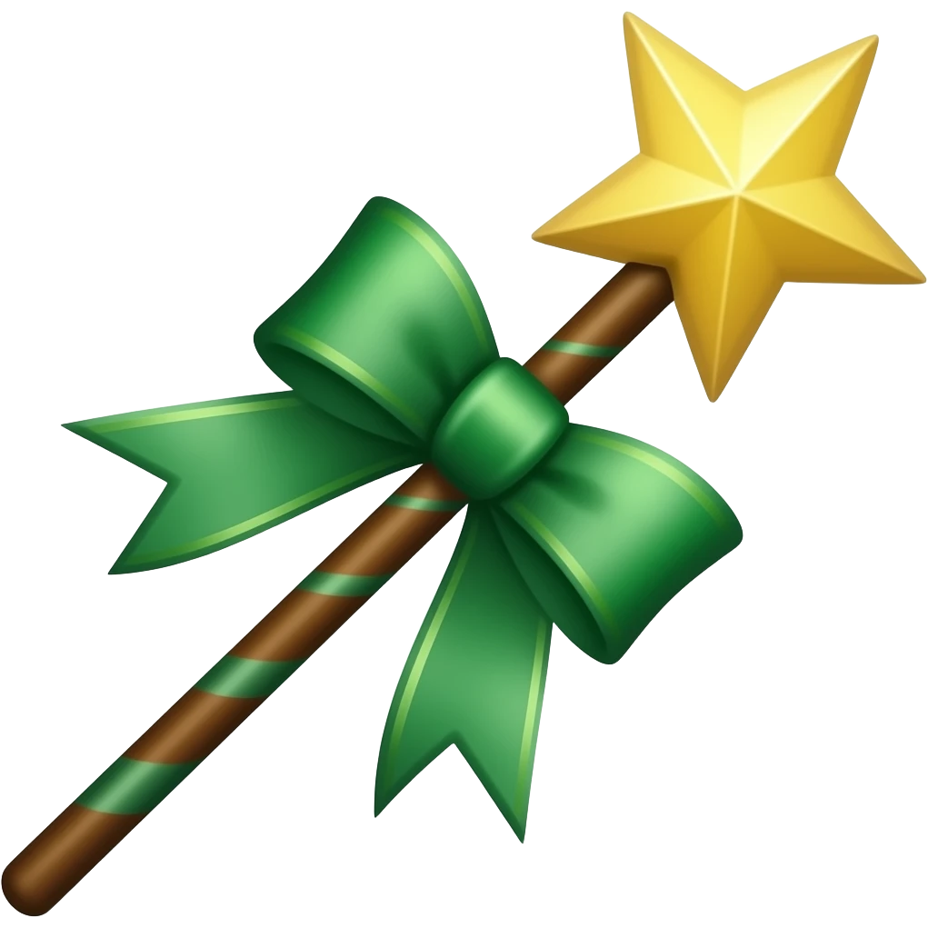 Green Ribboned green magic wand emoji