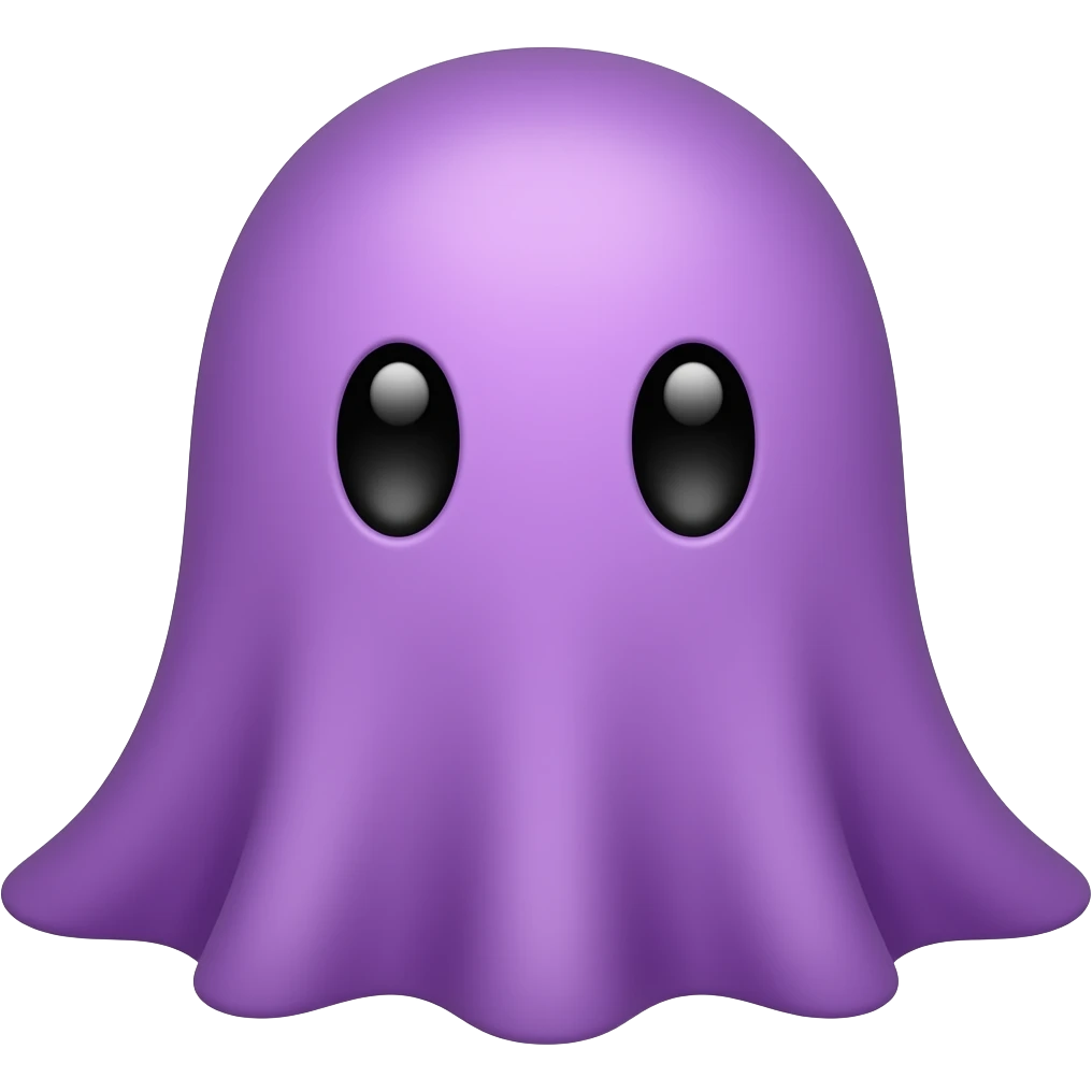 Kawaii solid purple ghost black eyes emoji