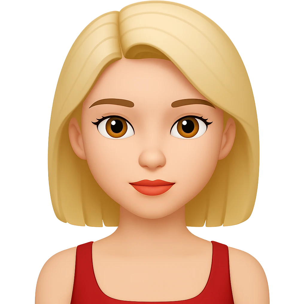 Change her facial expression to normal, keep the same style as the reference image. emoji