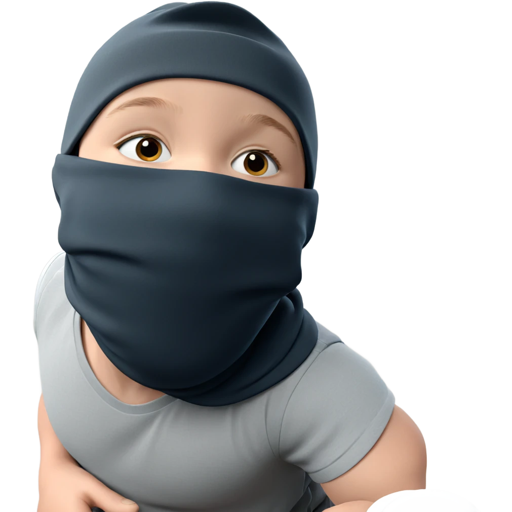 masked boy in grey hat emoji