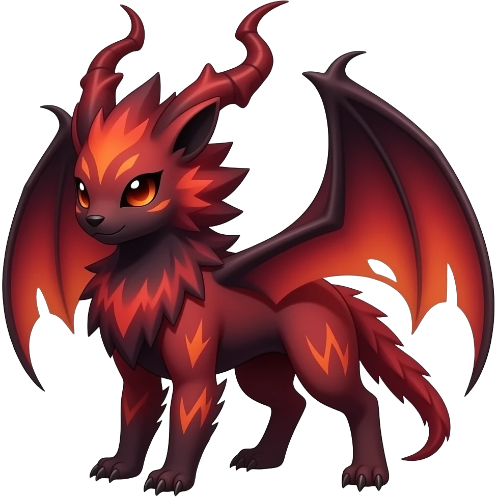 Gothic reddish Dark bright warm-gradient edgy exotic anthropomorphic painted Fakémon-Pokémon-Trico-Vernid-creature emoji