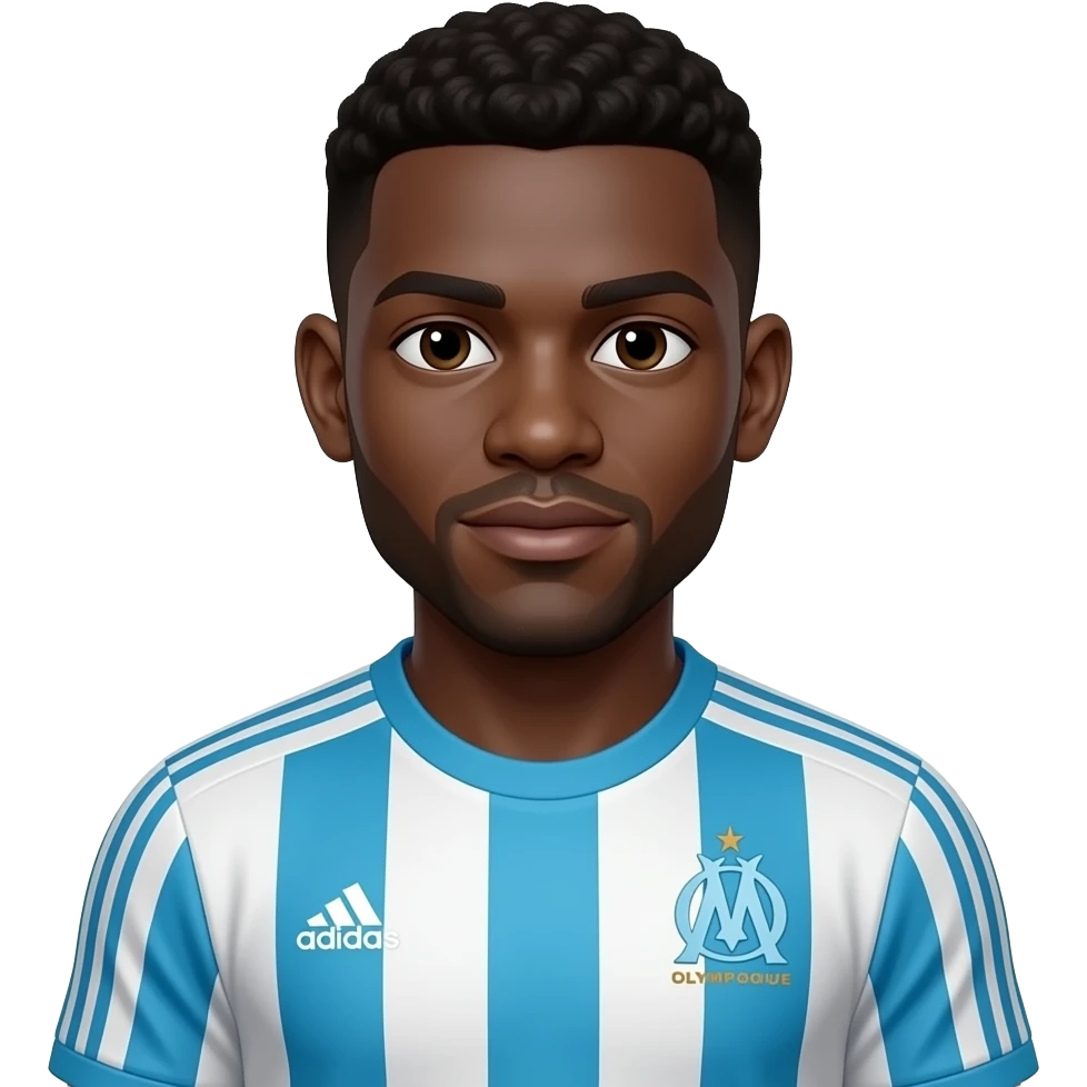 basile boli blac round face no hair no beard olympique de marseille player adidas jersey emoji