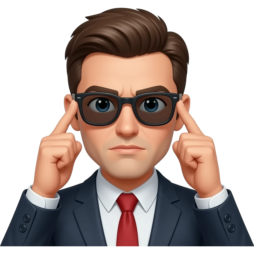 Normal emoji with sunglasses but it holds the sunflasses down with sus face emoji